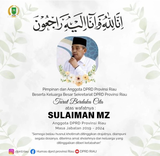 Ketua DPD PAN Inhil, Sulaiman MZ, Meninggal Dunia dalam Perjalanan Menuju Tembilahan